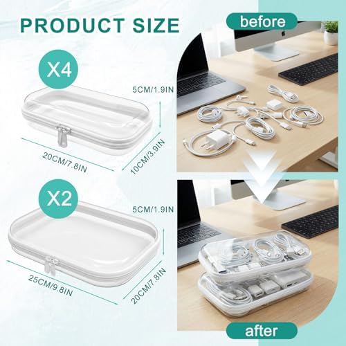 6 Pack Clear Hard Shell Zipper Case, Diaper Bag Organizer Pouches, Plastic - Image 2