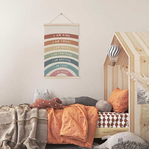 HRQKO I Am Kind Smart Inspirational Poster Hanger Frame, Boho Rainbow Wall Art - Image 6