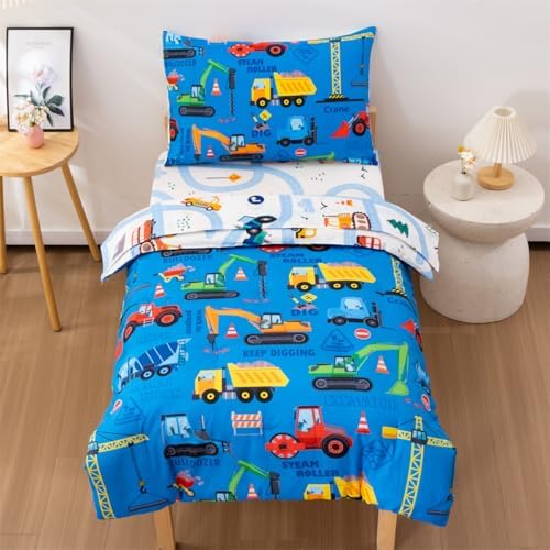 NTBED 4 Pieces Construction Truck Toddler Bedding Set by NTBED