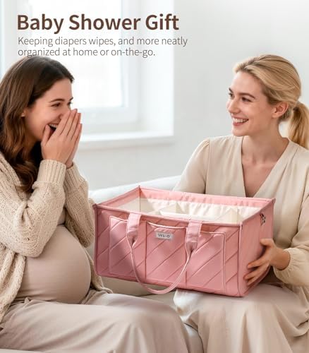 Pink Diaper Caddy Organizer – Portable Storage Basket - Image 3