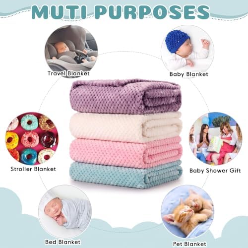 Reginary 4Pcs 30x40 Baby Blanket Fuzzy, Light Blue - Image 7