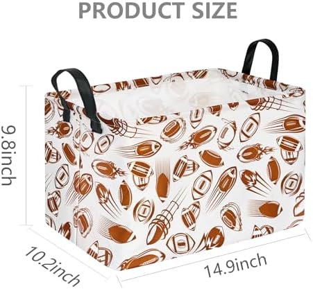 Rec Football Print Box Hamper Storage Basket Collapsible Organizer Bin Gift - Image 2