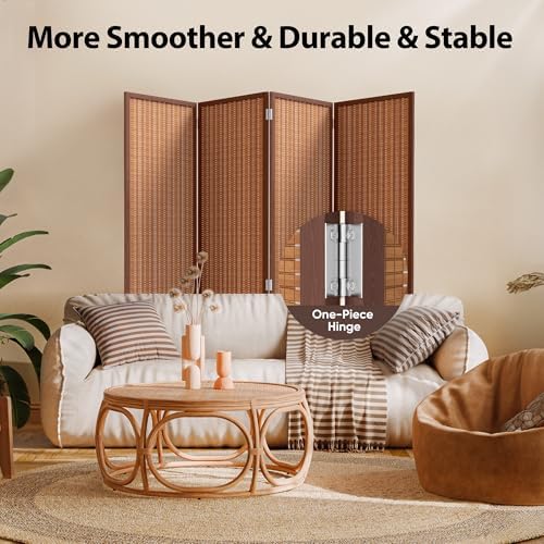 JOSTYLE 4 Panel Folding Privacy Screen 6ft Bamboo Freestanding Room Divider - Image 6