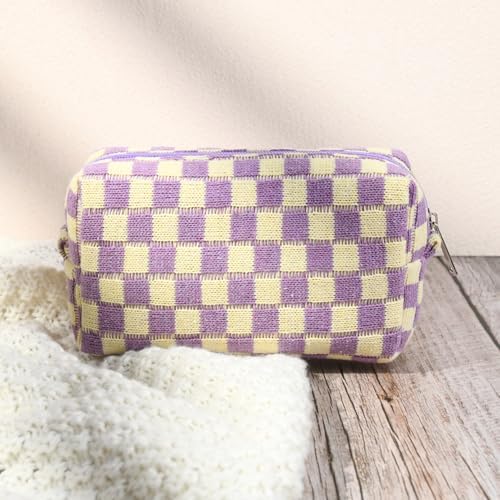 SOIDRAM 2 Pcs Checkered Makeup Bag Large Cosmetic Bag Toiletry Bag Makeup Pouch - Image 6