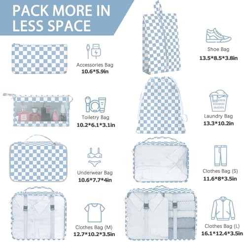 8 Set Packing Cubes for Travel, Luggage Packing Organizers Accessories Large - Image 2