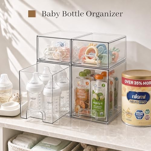 TIPGO Clear Stackable Storage Drawers, Baby Bottle Organizer, Easily-Access - Image 4
