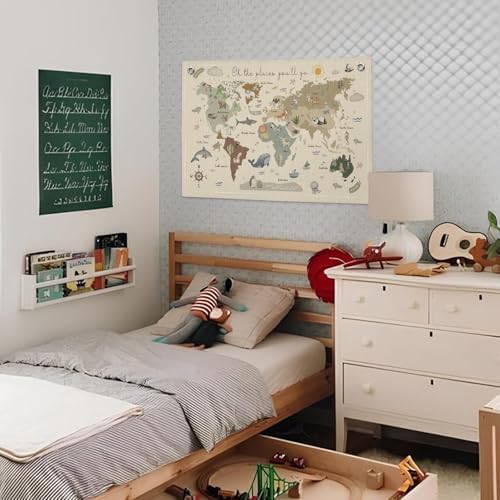 Wheatwin World Map for Kids, World Maps Banner for Playroom Wall 20x30 - Image 4