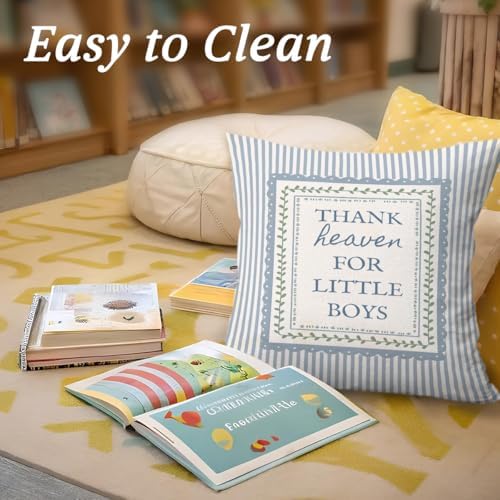 Boy Nursery Decor Pillow Covers 18x18, Thank Heaven - Image 4