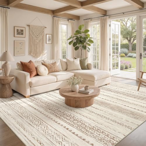 Nakagishi Boho 4x6 Area Rug Living Room Rugs Machine Washable Brown - Image 2