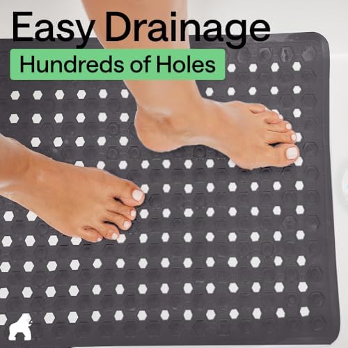 GORILLA GRIP Square Shower Stall Mat, Bathtub Floor Mat, 21x21 Charcoal - Image 5