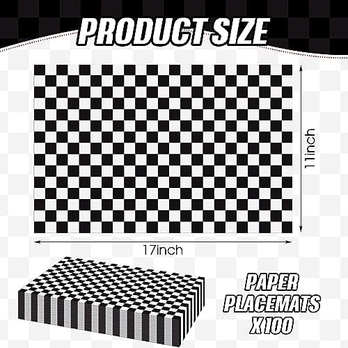Lincia 100 Pcs Checkered Paper Placemats, 11 x 17 Inch - Image 2