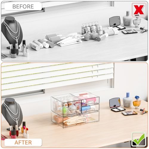 Yieach 4 Pack Clear Stackable Storage Drawers, Acrylic Drawer Organizer - Image 5