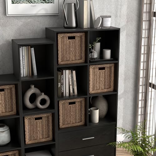 Homes: Inside + Out Apexa 6-Cube Storage Organizer Shelves, Stackable Wood - Image 2