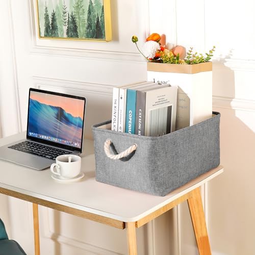 Storage Bins with Sturdy Cotton Handles, Fabric Storage Baskets - Image 5
