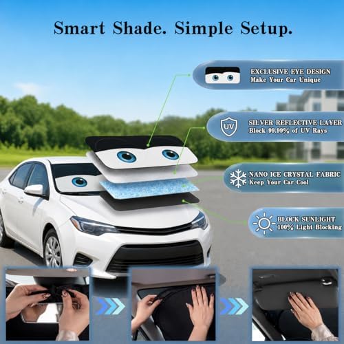 Car Windshield Sun Shade, Universal Fit Compact Sedan SUV, Classic Black - Image 4