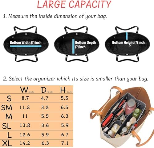 DailyPlus Purse Organizer Insert Felt Bag Organizer Handbag Organizer Insert - Image 6