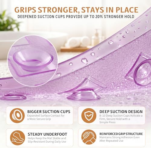 Yimobra Non Slip Bath Mat, Super Strong Suction Cups, Machine Washable Fast - Image 3