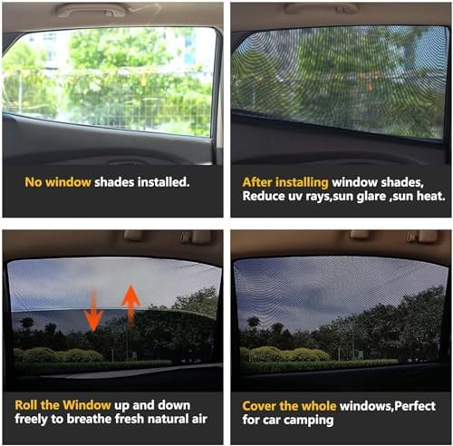 Car Rear Side Window Shadows for Small, Medium Sedan Car Only, Breathable Mesh - Image 2