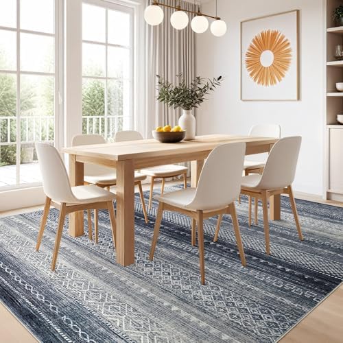 Nakagishi Boho 9x12 Area Rug Living Room Rugs Machine Washable Blue - Image 7