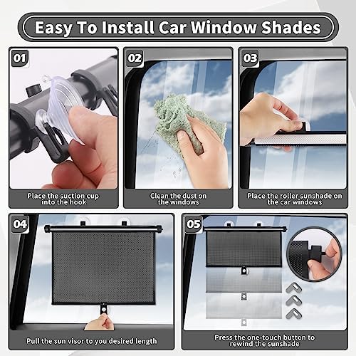 Sfee Car Window Shade for Side Windows, 2 Pack Sun Shade Retractable for Car - Image 5
