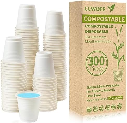 300PCS 3 OZ Bathroom Cups 100% Compostable Biodegradable Eco Friendly Cups by CCWOFF