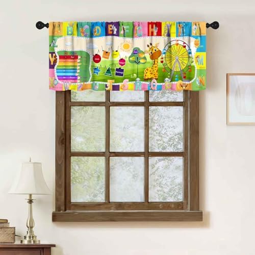 School Curtains Valance, Colorful Learning Tools Back to Classroom Short - Image 2