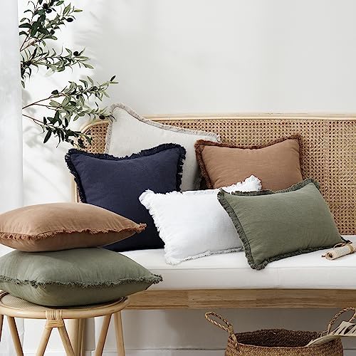 Foindtower Decorative Linen Fringe Lumbar Throw Pillow Covers Cozy Boho - Image 7