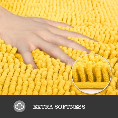 Yeaban Chenille Yellow Bathroom Rug 30"x50", Non-Slip Rubber Backing - Image 3