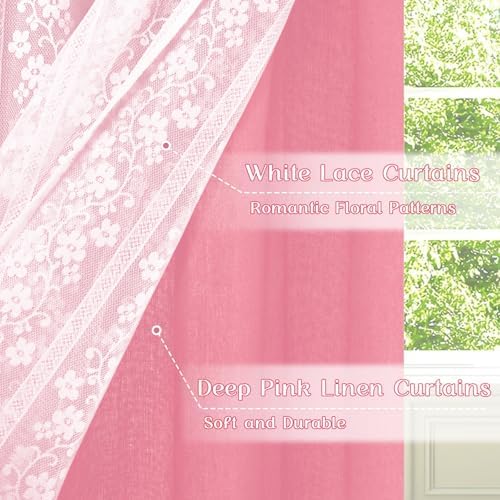 ASPMIZ Pink Valances for Windows Farmhouse Valance Curtains for Kitchen - Image 2