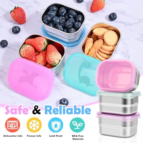 Tanjiae 6-Pack 8oz Small Stainless Steel Snack Containers - 230mL Leakproof - Image 4