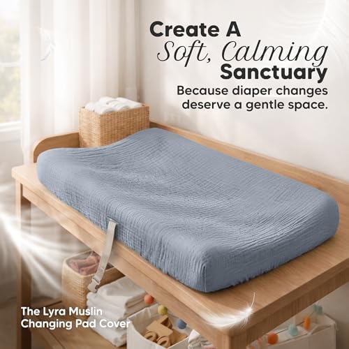 2-Pack Muslin Diaper Changing Pad Covers Boy, Soft Breathable - Image 2