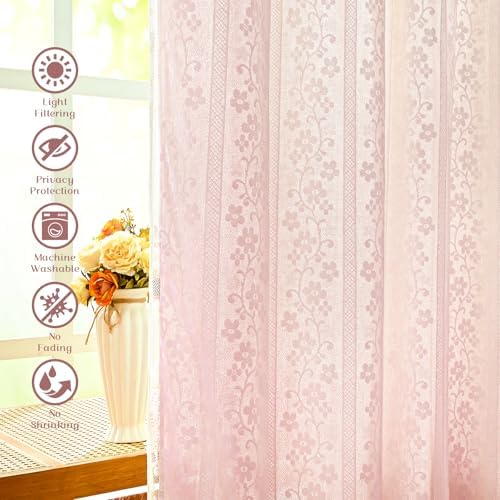 ASPMIZ Linen Pink Curtains for Bedroom, Double Layered Curtain 84 Inch Length 2 - Image 4