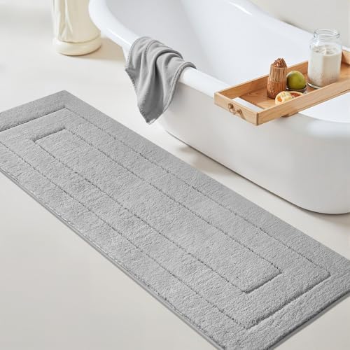 GRANNY SAYS Gray Bathroom Rug 71" x 24", Non-Slip Microfiber Bath Mat by GRANNYSAYS