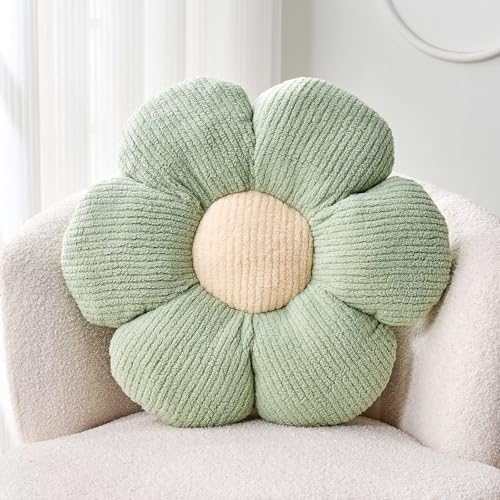 Kcvvcr Flower Throw Pillow, Soft Sage Green 19.6" Shaped Floor Pillow by Kcvvcr