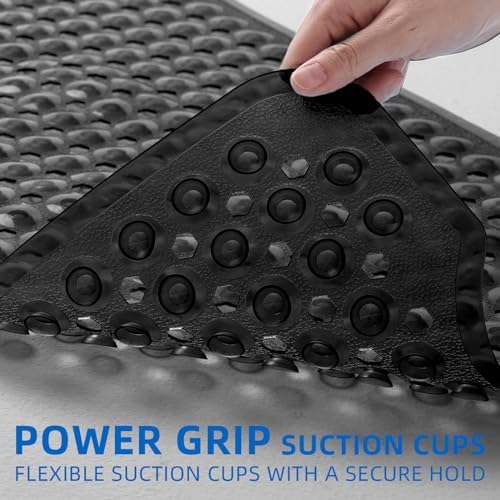 MOONFLY Shower and Bathtub Mat, 40x16 Inches, Translucent Black - Image 2