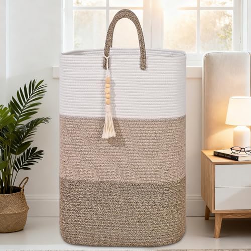 Woven Laundry Basket for Clothes, 65 L Large Rectangle Laundry Hampers - Image 5