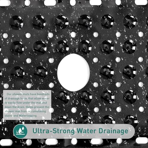 Large Square Shower Mat Bathtub Bath Mat Non Slip Black 27"x27" - Image 5