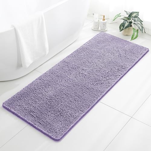 Chenille Bathroom Runner Rug 24"x60" Lavender, Plush Bath Mat by Kildoss