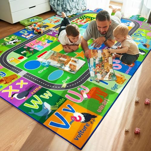 HOMORE Kids Educational Rug, 6x9 Green Kids Area Rug - Image 4