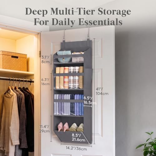 Lifewit 1 Pack Over the Door Organizer, Anti Tilt 40 lbs Load Behind Door - Image 3
