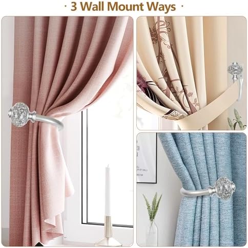 USFOOK Silver Curtain Holdbacks, Decorative Drapery Tiebacks, 2 Pack/1 Pair - Image 6