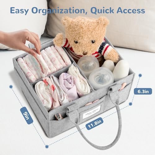 Baby Diaper Caddy Organizer, Collapsible Nursery Storage Basket - Image 4