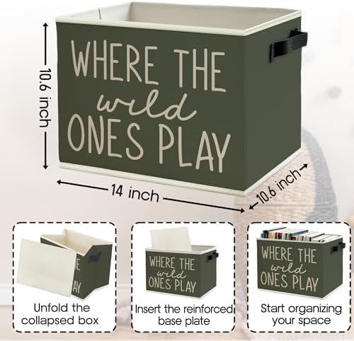 Olive Green Boho Classroom Storage Bins Box - Image 6