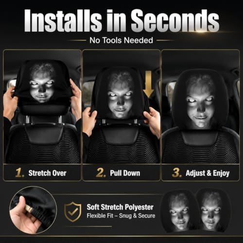 2PCS Ghost Face Headrest Covers – Scary Headrest Covers - Image 7