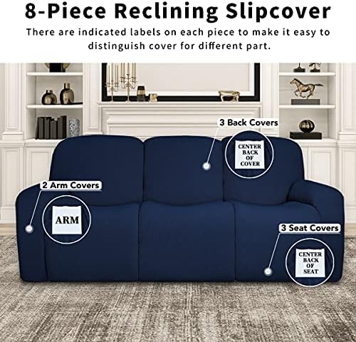 Easy-Going 100% Dual Waterproof Recliner Sofa Cover, 8-Pieces Stretch Relining - Image 4
