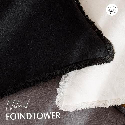 Foindtower Decorative Linen Fringe Throw Pillow Covers 20×20 Inch - Image 4