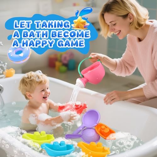 Baby Bath Toys for Kids Ages 1-3 8PCS Toddler Bath Toys Mold Free and 1PCS Toy - Image 6