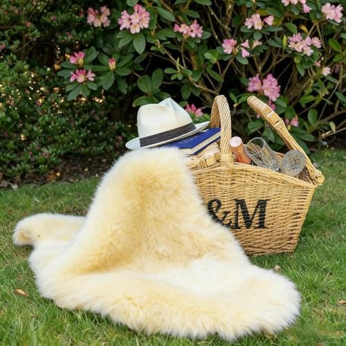 Genuine Real NZ Sheepskin Area Rug Fluffy Lambskin Living Room Cream 2x3ft - Image 4