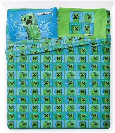 Minecraft Creeper Queen Comforter Set 7 Piece Kids Bedding - Image 6