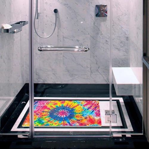 Bathtub Mat Non Slip 26.8x15.1In, Tie Dyed Spiral Bath Mat - Image 6